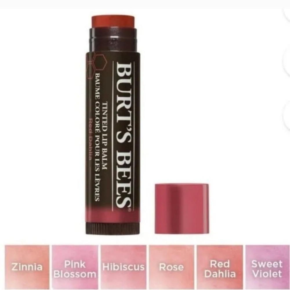 :* 4 NIB Burt's Bees coconut & pear moisturizing & red dahlia Tinted Lip balm - Picture 9 of 12